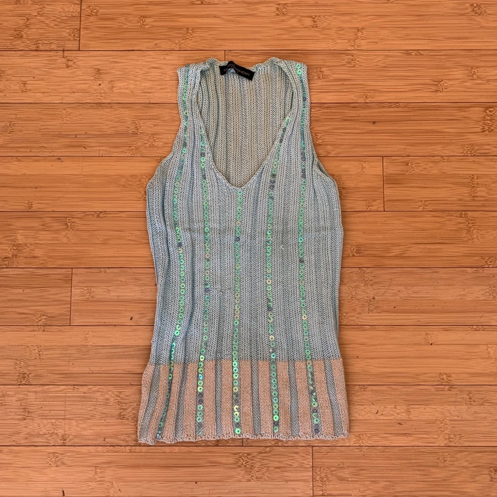 French Concept Size Small Blue Sequin Top